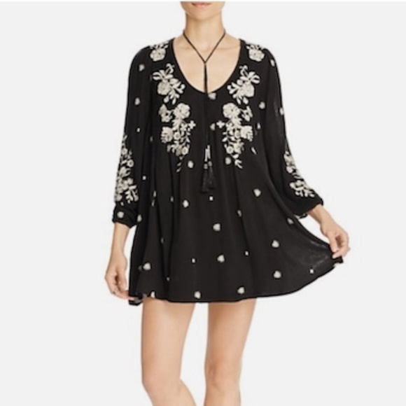 Free People Sweet Tennessee Embroidered Mini Dress Black Size Small - Picture 9 of 13